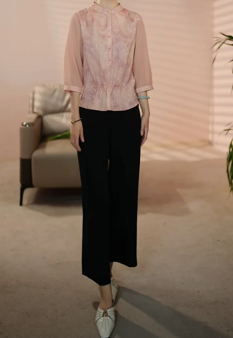 Q776时尚长裤九分裤宽松型 女装夏季百搭衬衣裤子