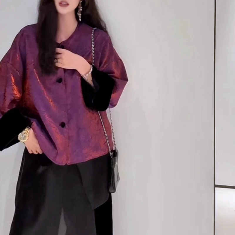 高级感！双面穿！中国风新中式丝绒外套秋冬休闲女装宽松百搭上衣