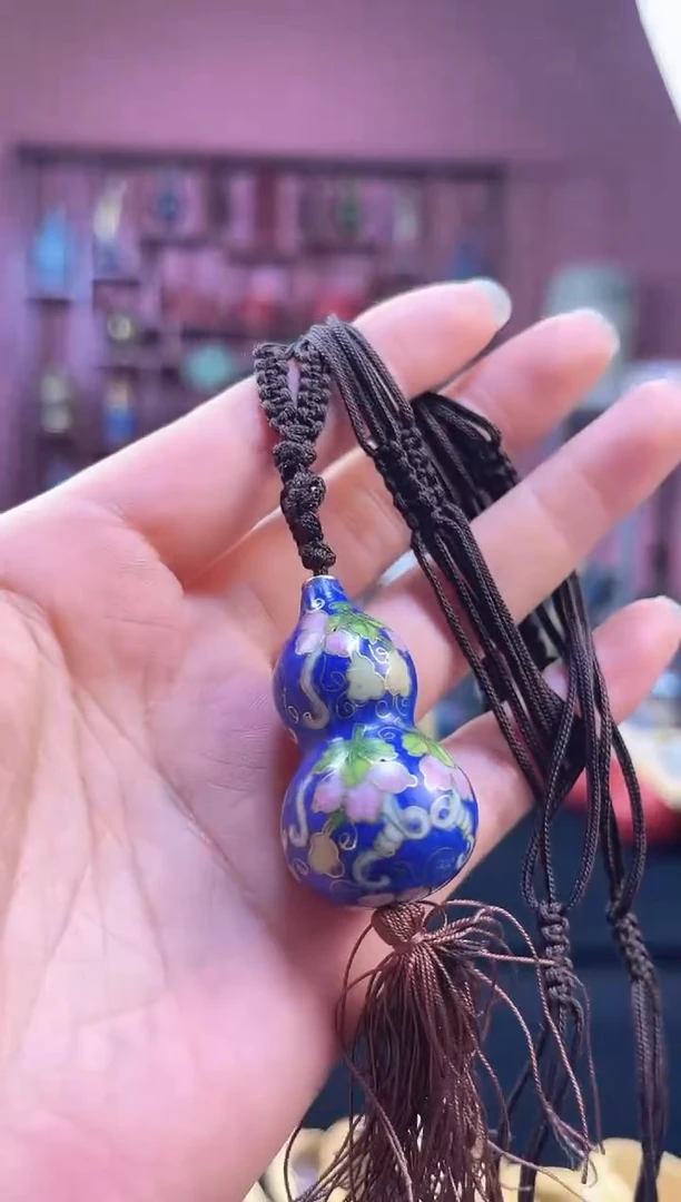 非遗 景泰蓝吊坠 立体葫芦 宝蓝