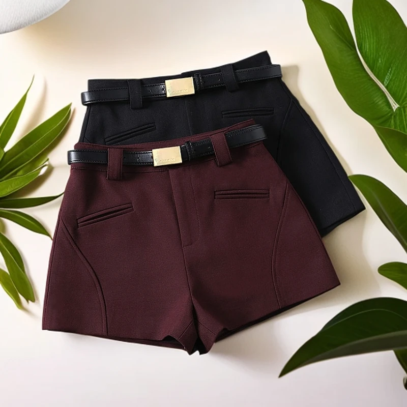 高级感时髦西装短裤女2025春夏新款宽松遮肉显瘦百搭配靴子阔腿裤