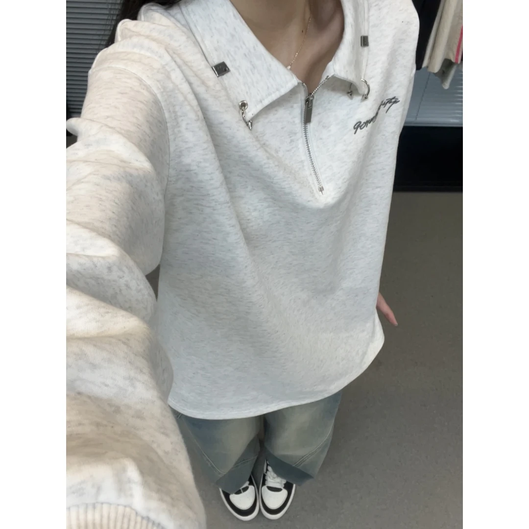 V37美式刺绣Polo衫男2025秋季新款长袖t恤高街宽松穿搭休闲外套