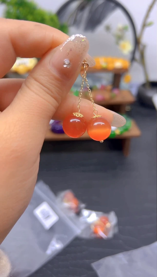 【闪购商品】碧玺猫眼耳饰14K金镶嵌耳饰E696