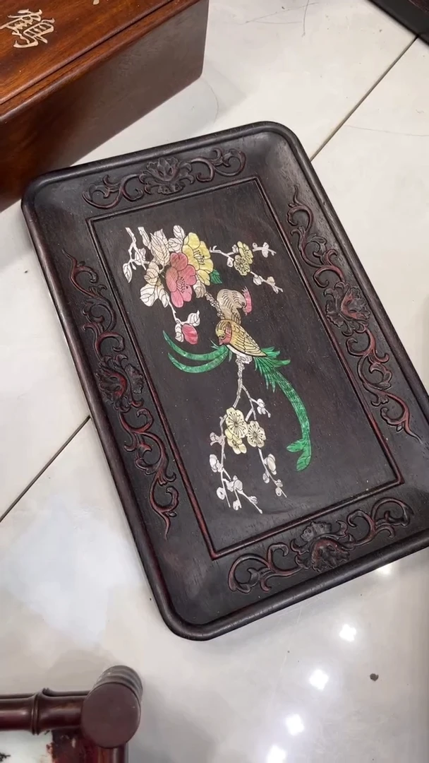 【闪购商品】木鸟踏花枝茶盘茶盘