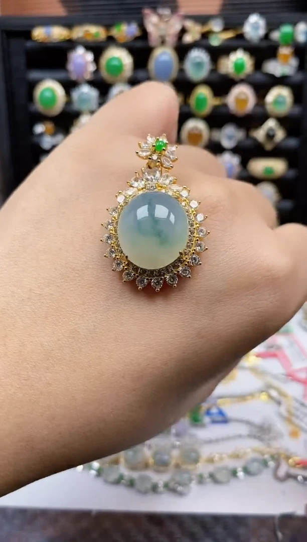 银S925镶嵌戒指翡翠8787