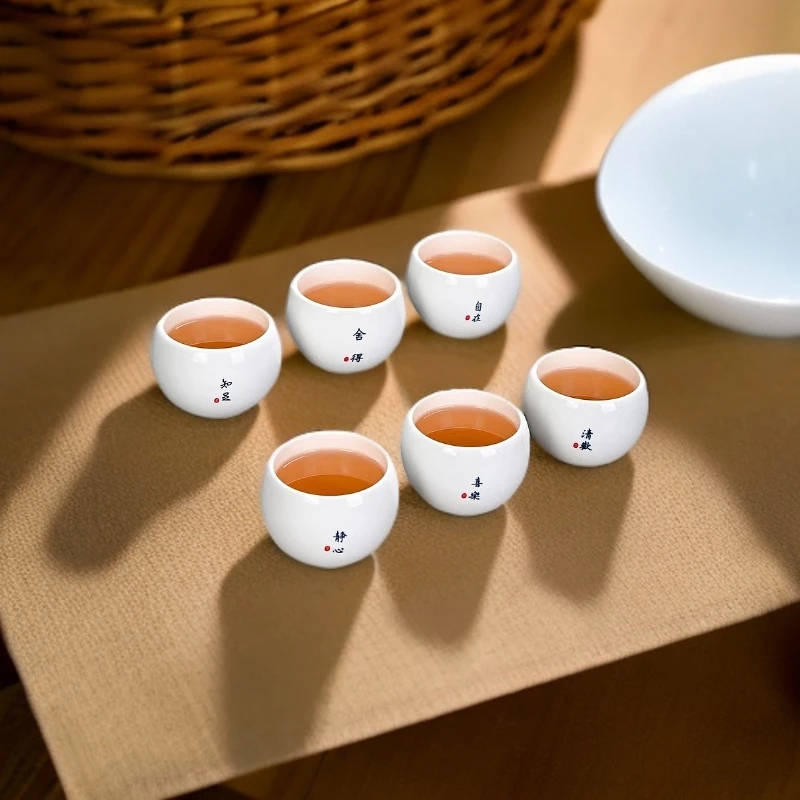 羊脂白瓷主人杯家用大号个人喝水茶杯陶瓷高档罗汉杯喝茶杯中式