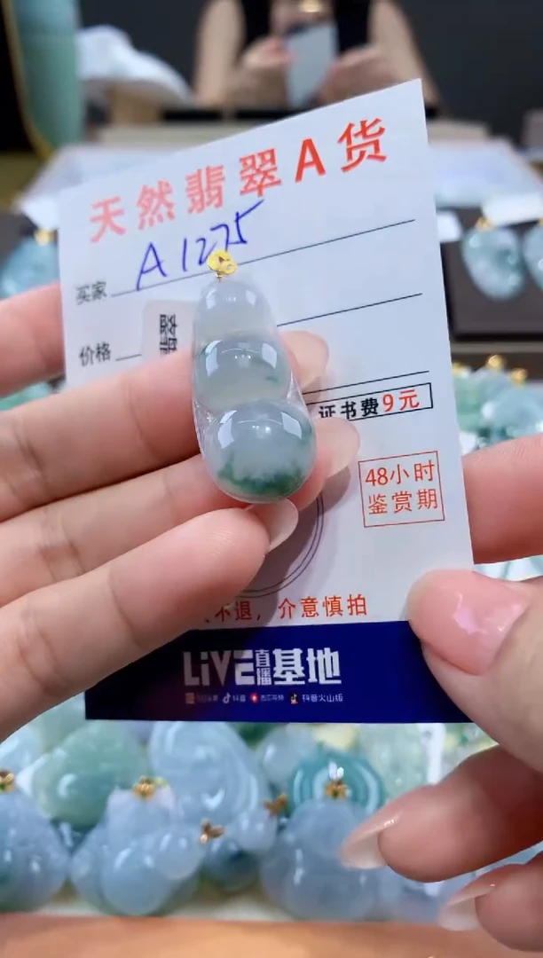 颈饰18K金镶嵌翡翠天然翡翠A货挂件