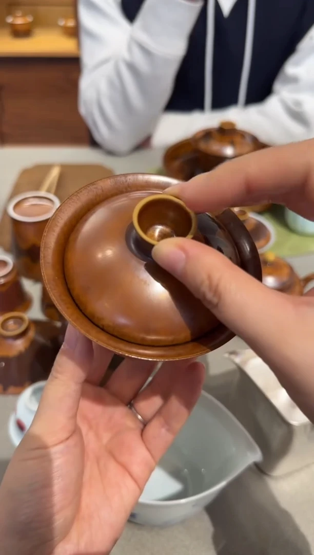 荣器 木首釉 二才盖碗-2