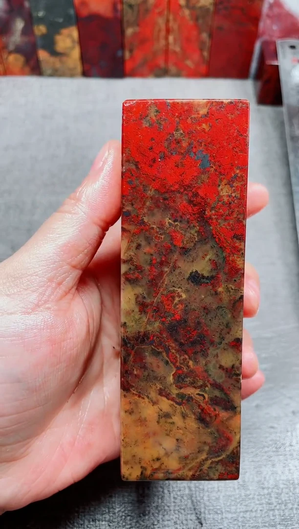 玉桂林鸡血玉素章大地艳血红27
