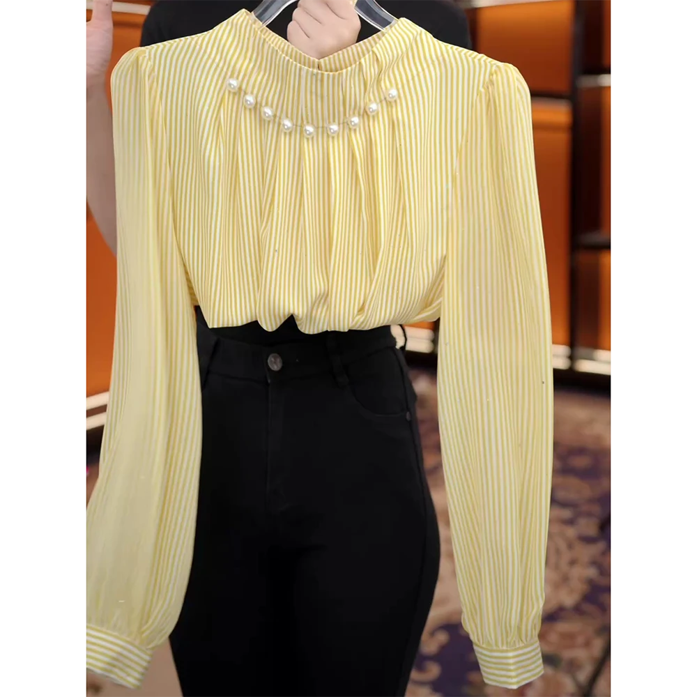 2025新款时尚减龄衬衫重工钉珠轻奢高级感显瘦小衫C5963