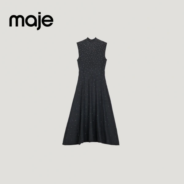 Maje秋季女装法式高级感长款无袖针织连衣裙MFPRO03883