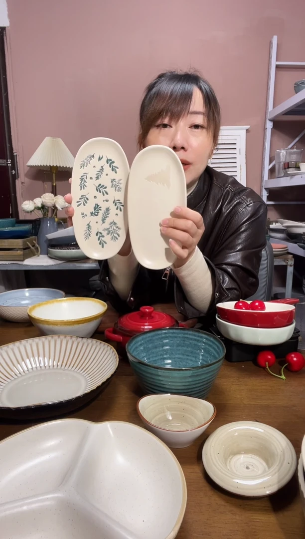 瓷微瑕（2个装）圣诞+兰花碟