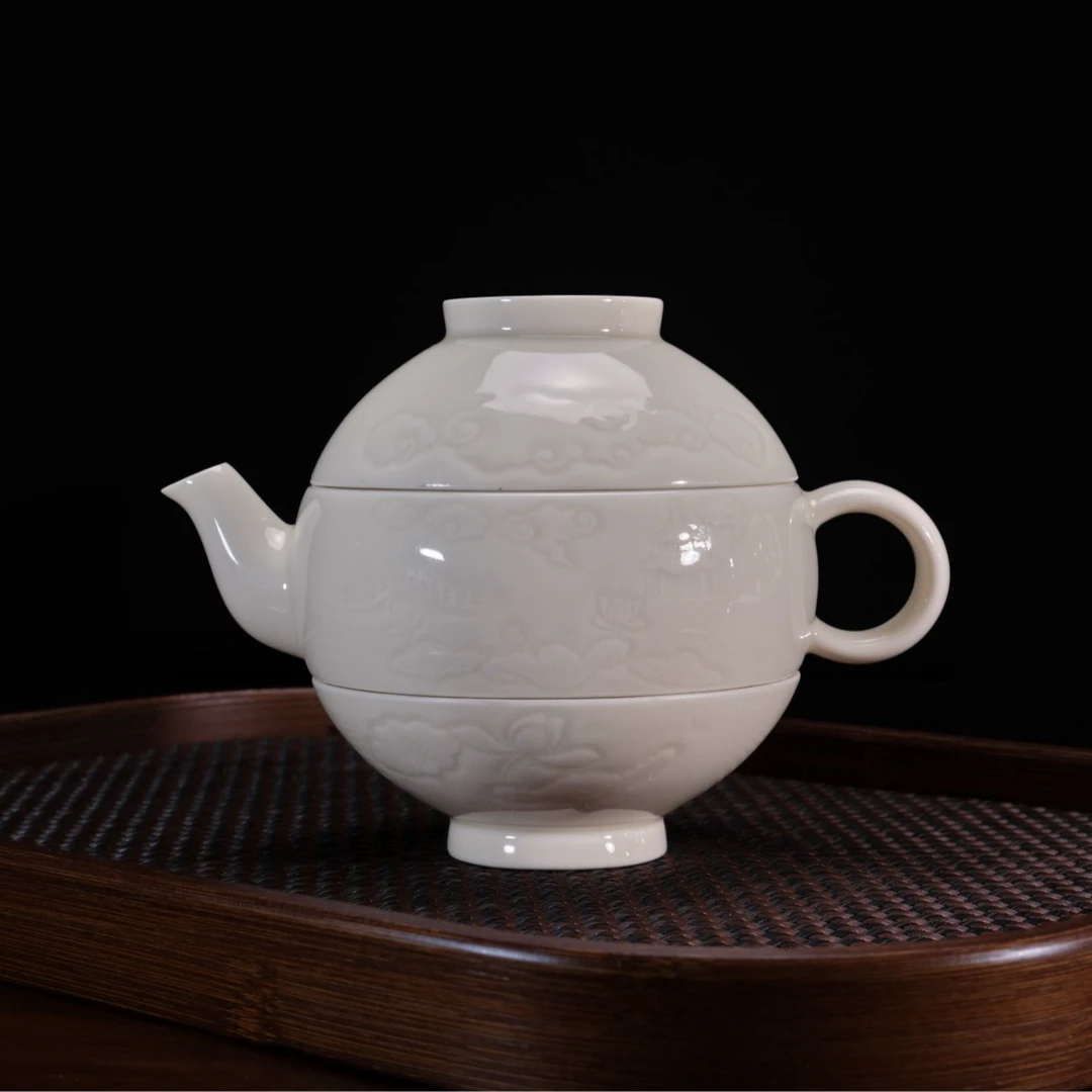 【定瓷】潋滟套装 一壶两盏 赠送闻香杯1只 简约