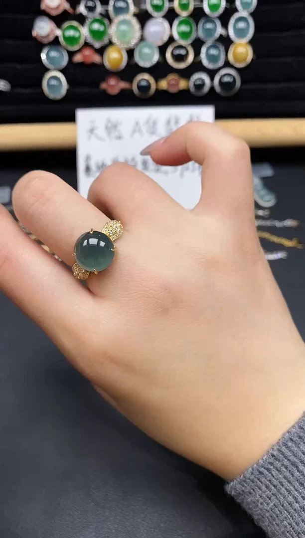 银S925镶嵌戒指翡翠28385