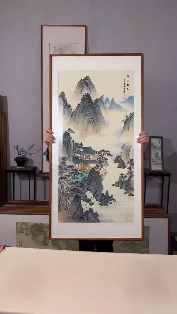 国画手绘*溪山雅居*62*122cm带框发货