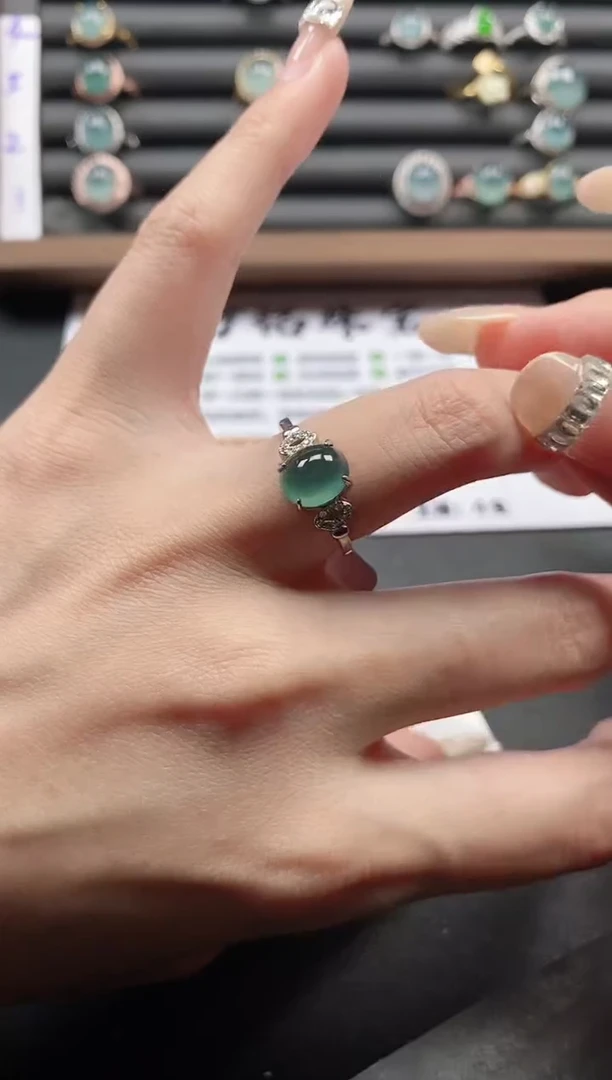 银S925镶嵌戒指翡翠51511