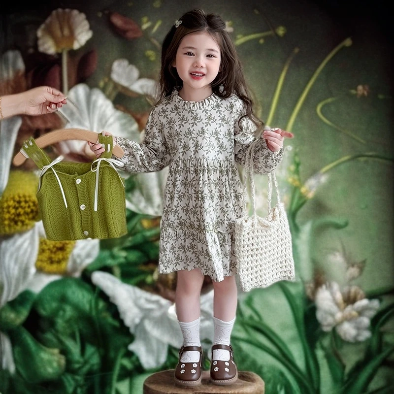 女童连衣裙6-12岁潮款套装新款长袖春秋季童装洋气宝宝女公主裙潮