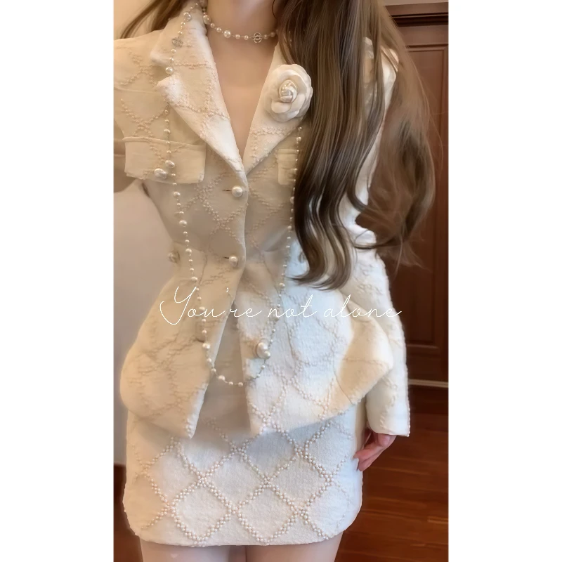 现货 【香榭华夫】富家千金高级感小香风通勤西装半裙套装裙89361