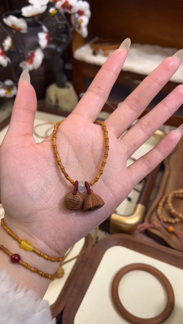 手串桃核【桃缘行】竹节「福气莲莲」桃核辟、挡、驱、护 备注手围