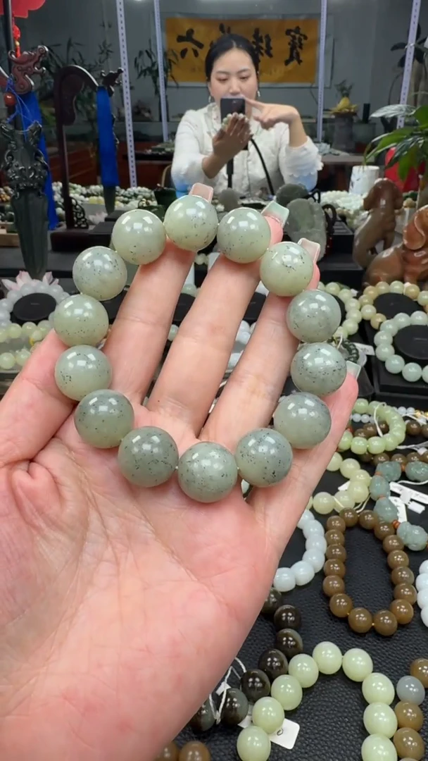未镶嵌手串和田玉新疆点墨青花卡1·6