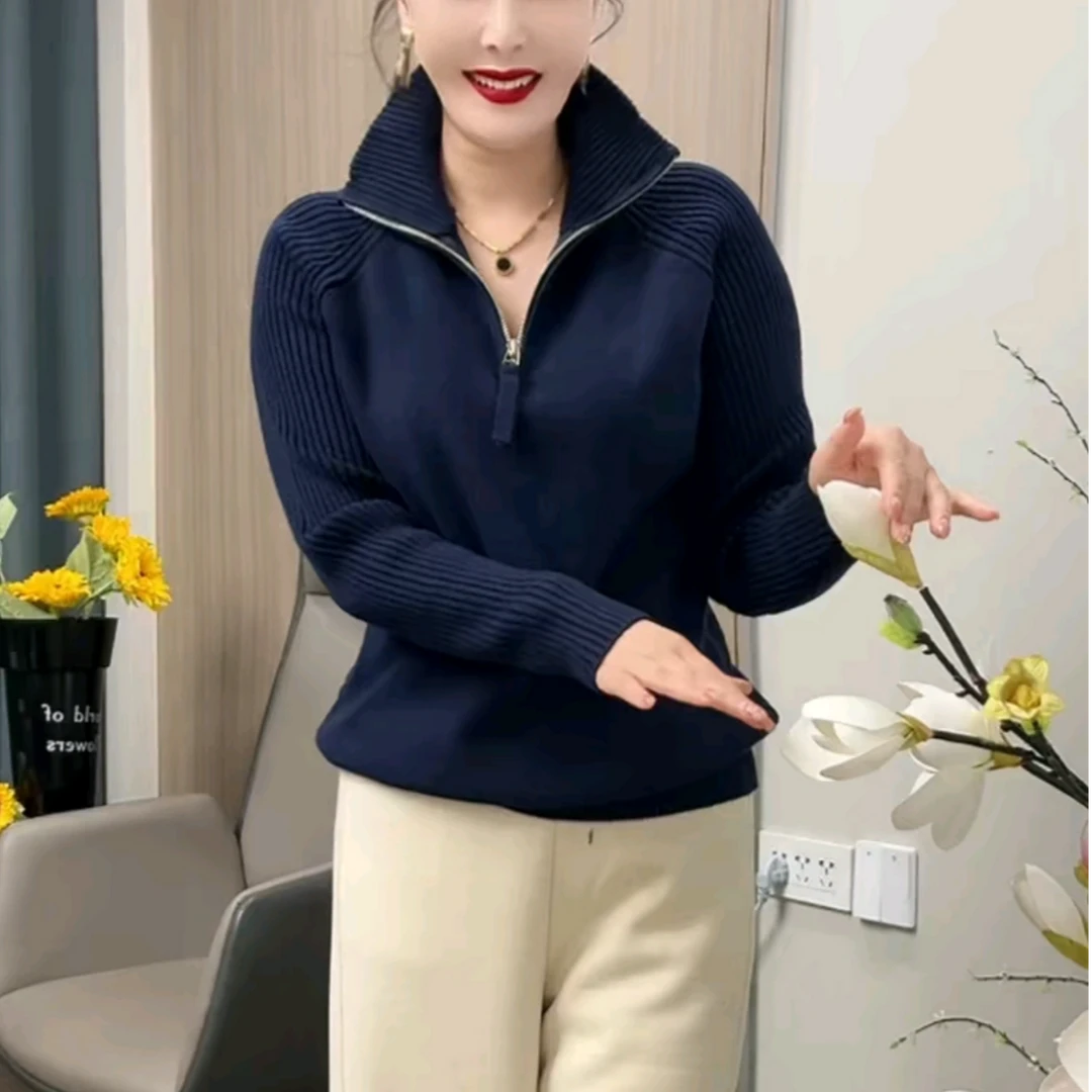 气质时尚中年妈妈休闲百搭减龄毛衣衫冬季新款休闲潮流简约保暖衫