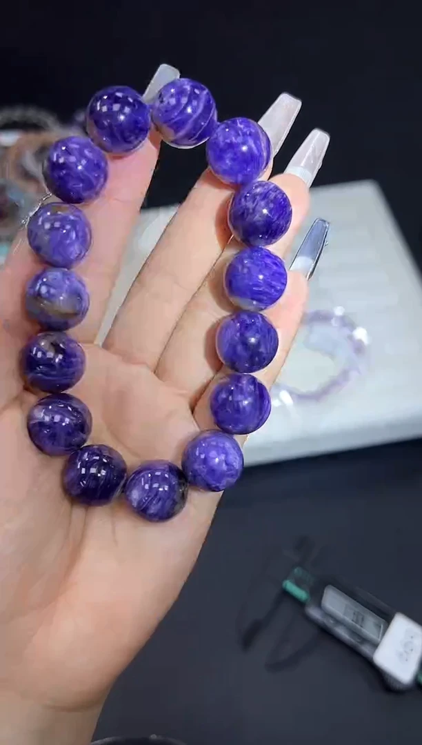 查罗石（紫龙晶）未镶嵌手串64b多样性发其一【1条】默认微瑕