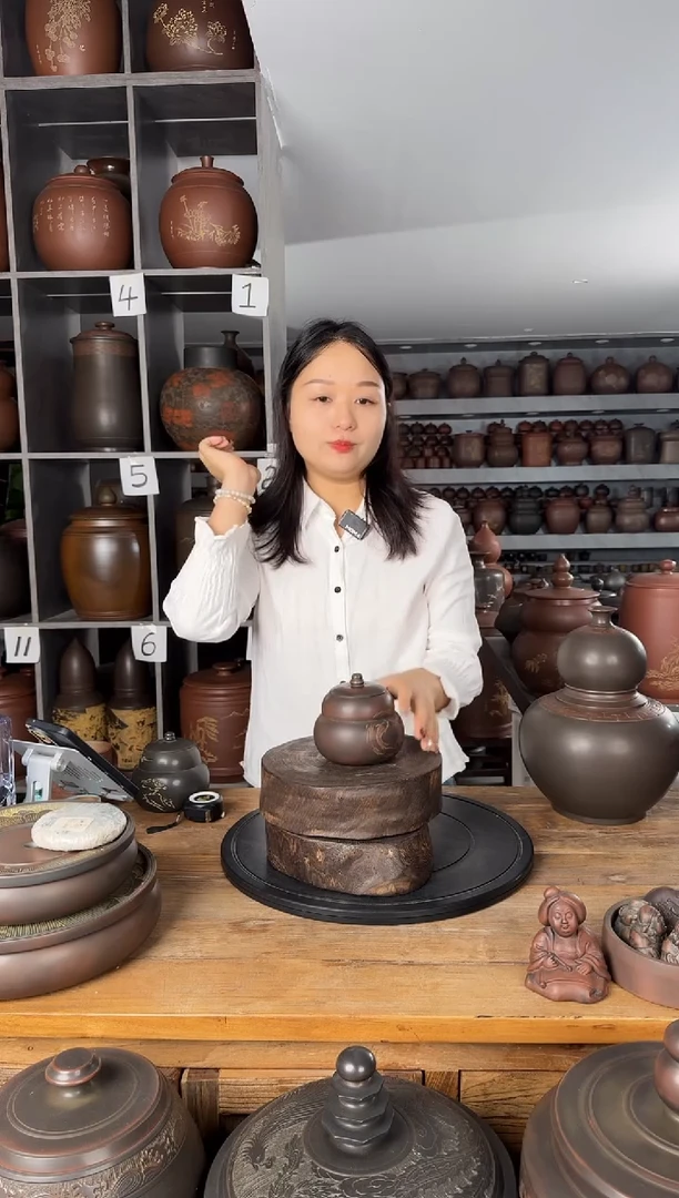 本陶手作坭兴陶150克茶叶罐单个手工痕迹