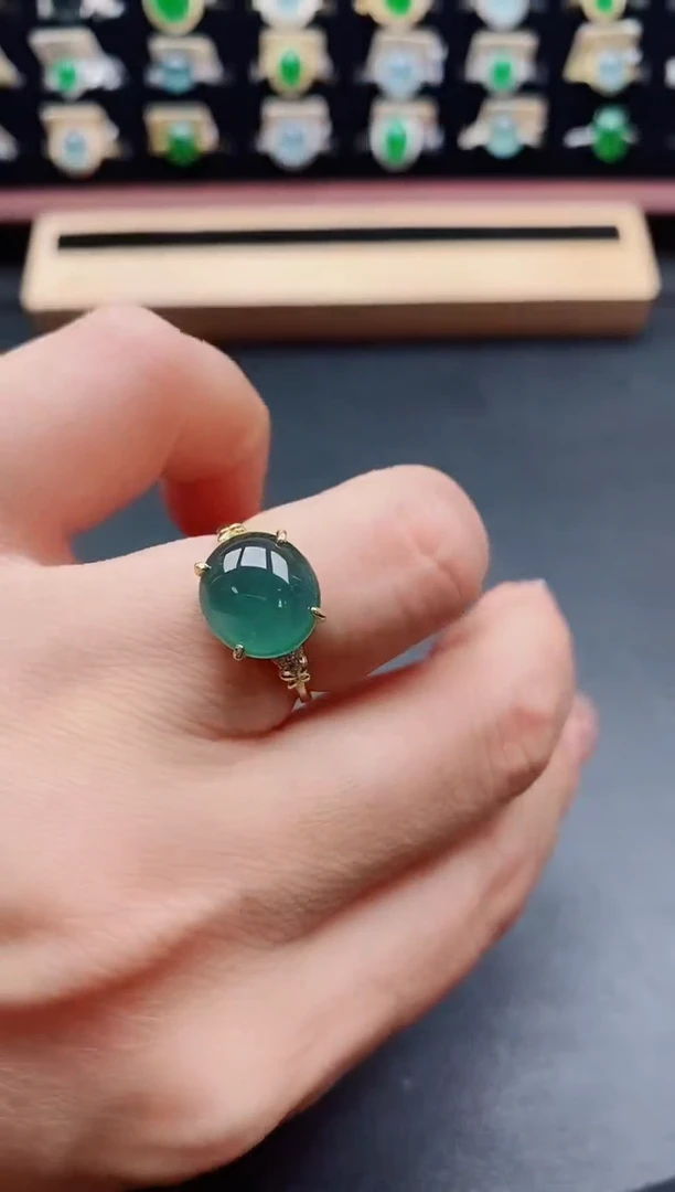 银S925镶嵌戒指翡翠1