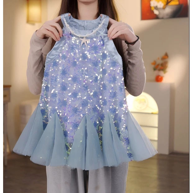 【现货】女童夏装连衣裙2025夏季新款洋气小女孩儿童无袖亮片公主裙