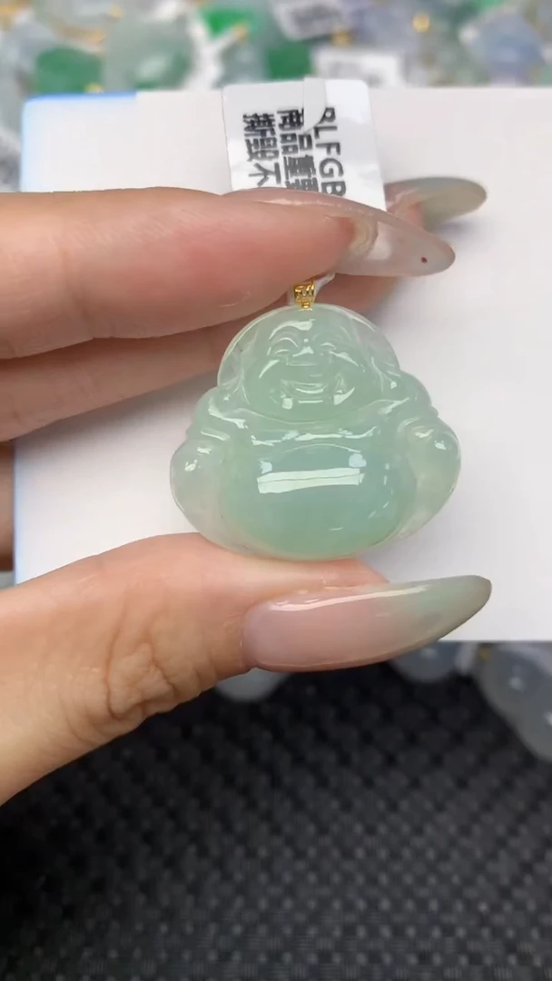 翡翠18K金镶嵌颈饰天然翡翠a货