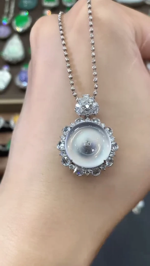 翡翠18K金镶嵌吊坠(不含链)D30