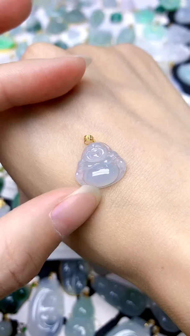 颈饰18K金镶嵌翡翠天然A货翡翠