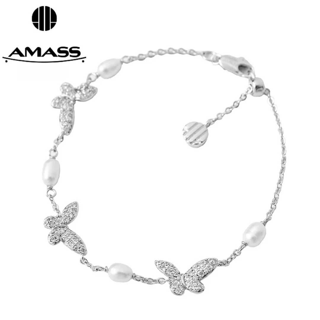 铜合金锆石手链 阿玛施AMASS新款时尚清冷质感蝴蝶手链配饰590067