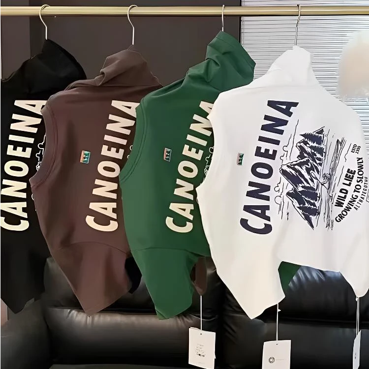 时尚春夏季新款男士高级潮牌短袖帅气青年ins品质轻奢纯棉T恤上衣