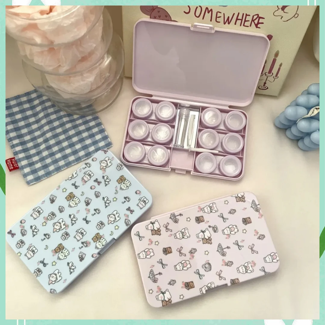 ins风可爱兔隐形眼镜伴侣盒大容量六副装高颜值个性美瞳盒多个