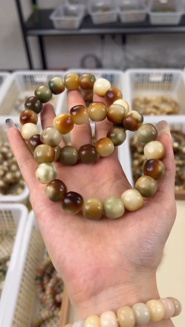 手串菩提根/象牙果敦煌卡13手工干磨飘花桶珠手串336