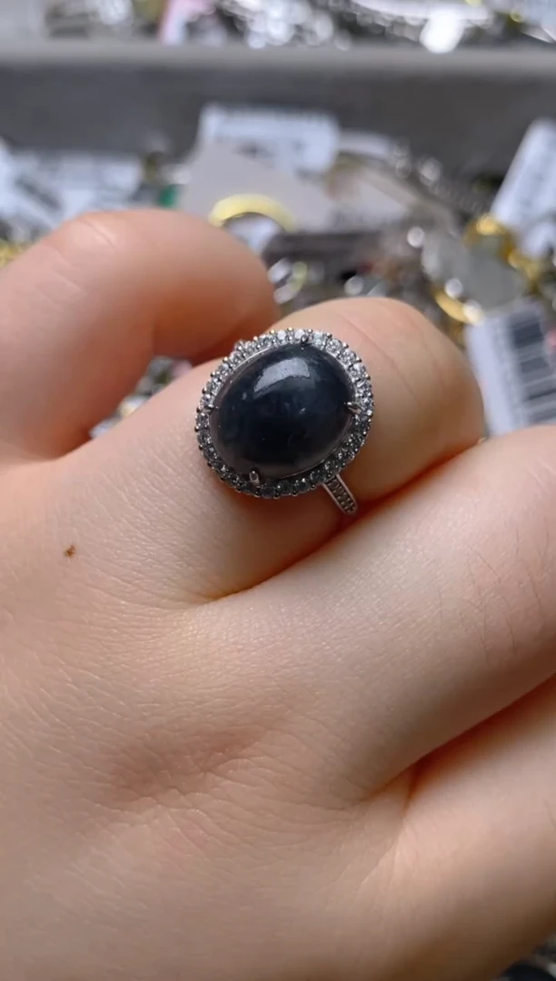 银S925镶嵌戒指翡翠百内无证书