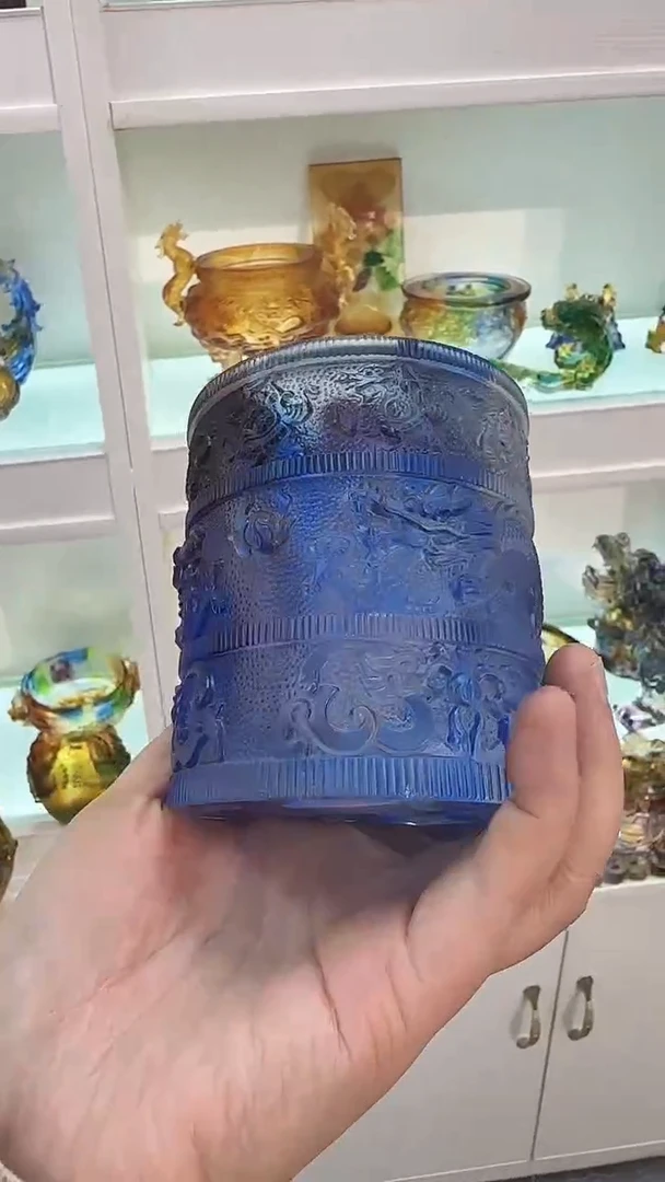 手工艺品琉璃龙笔筒