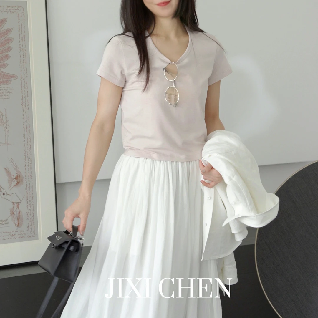 【JIXI CHEN】设计师款【小蛮腰】百搭夏短袖小T恤MC-8252150
