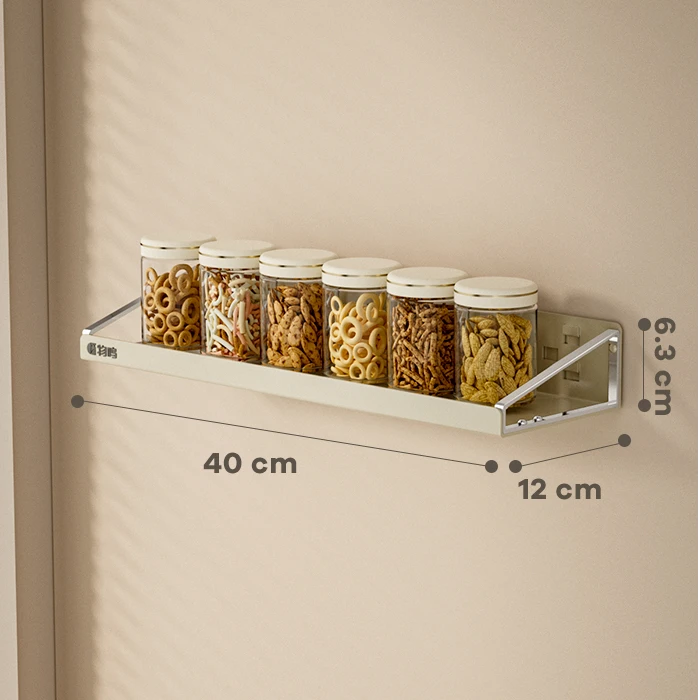 【物鸣】厨房置物架免打孔调味料架40cm壁挂收纳架带5钩