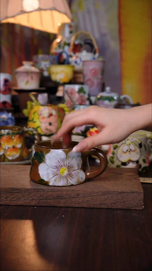 杯子陶泥垚手作 景德镇手工手绘陶瓷器物