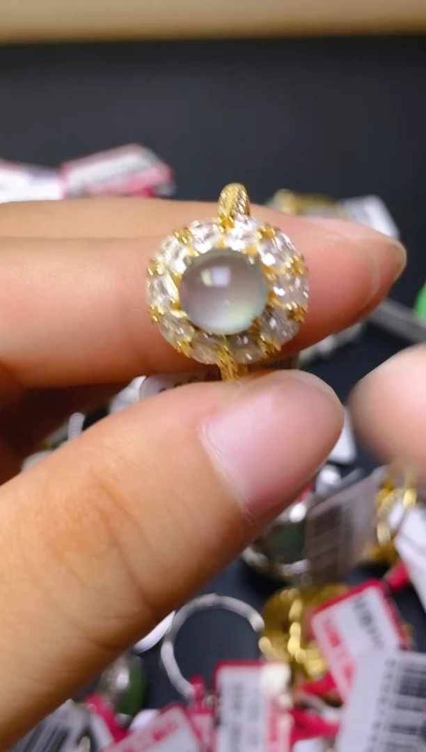 翡翠戒指银S925镶嵌百内无证书