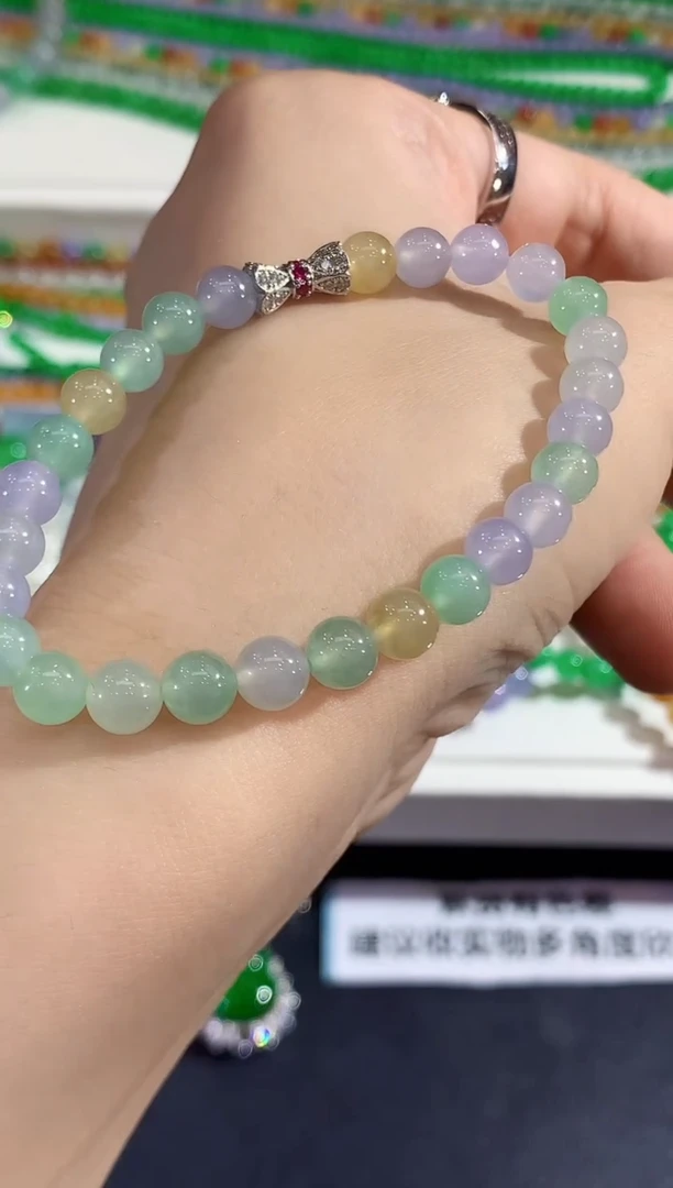 未镶嵌手串翡翠C168 紫货有色差