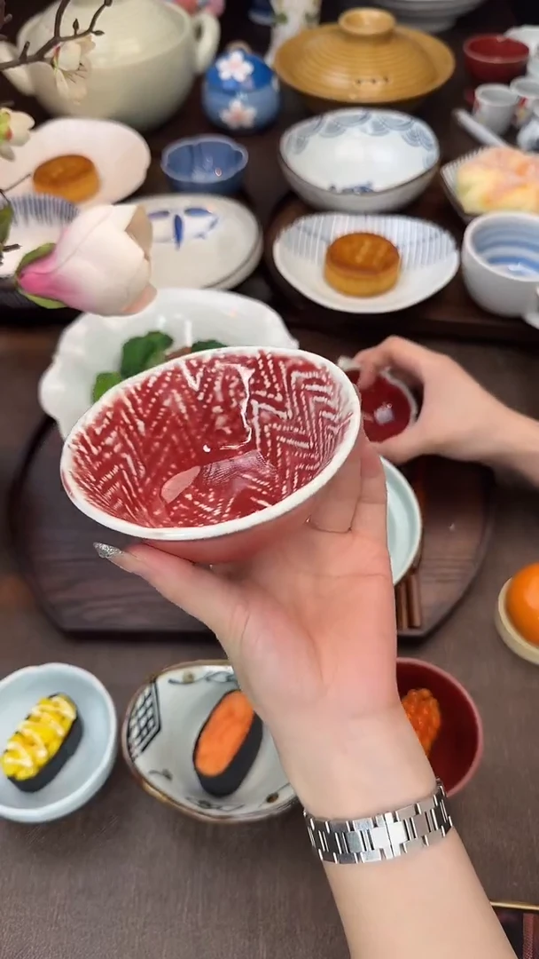 瓷原矿郎红米饭碗