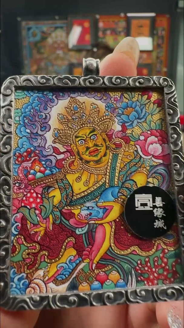 吊坠壹善缘城手绘唐卡黄C