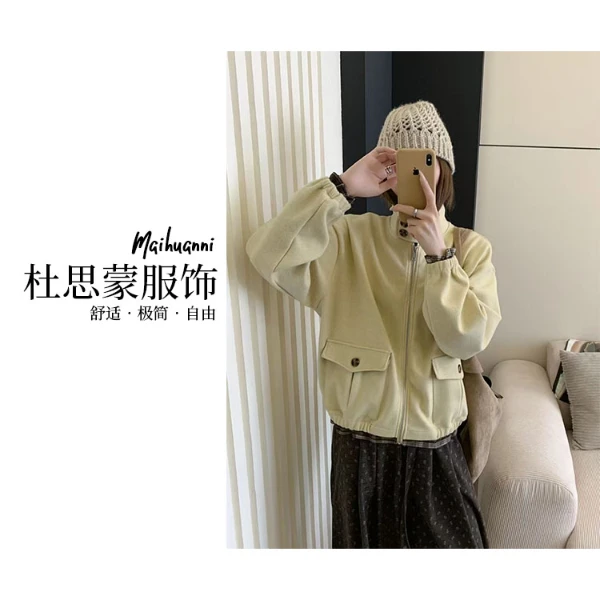 (杜思蒙服饰)Q25235-【宝藏衣橱】韩系气质时尚大口袋宽松外套