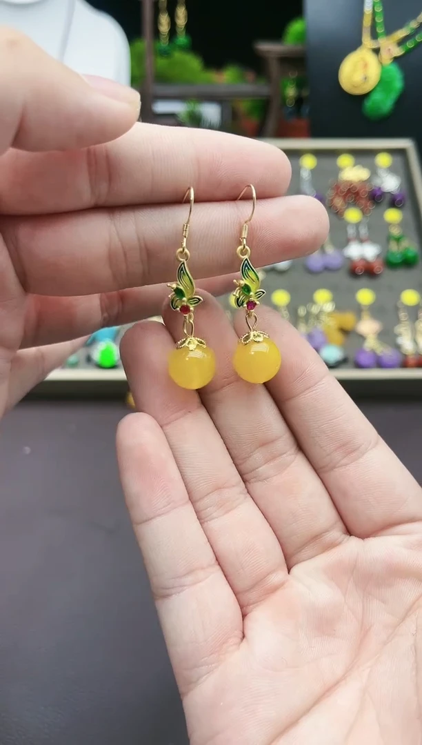 【闪购商品】玛瑙/玉髓耳钉银S925镶嵌318000