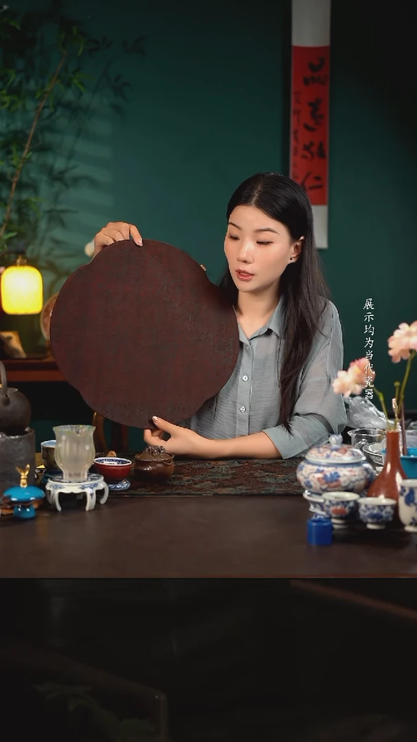 41*41陶瓷周边慢蓝茶席海棠型芳华