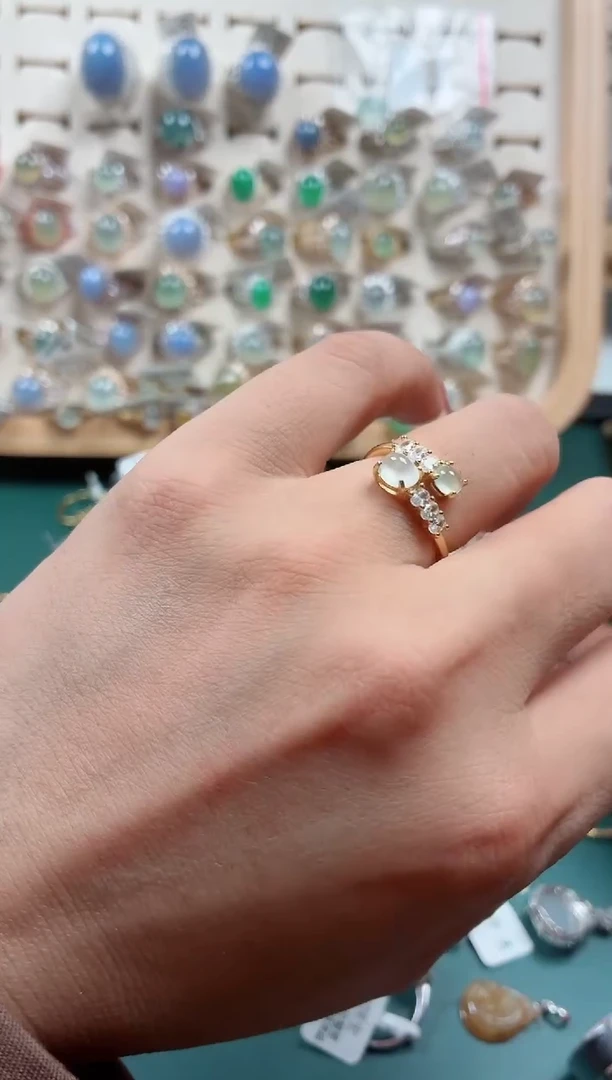 银S925镶嵌戒指翡翠.