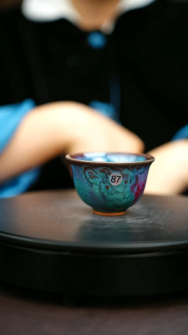 87#原矿钧瓷炉钧釉祥云杯