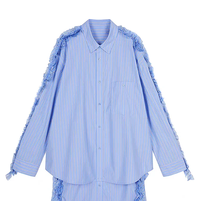 【深圳南油高货】J-N新品气质时尚长袖蓝条纹衬衫  WG71FH0103